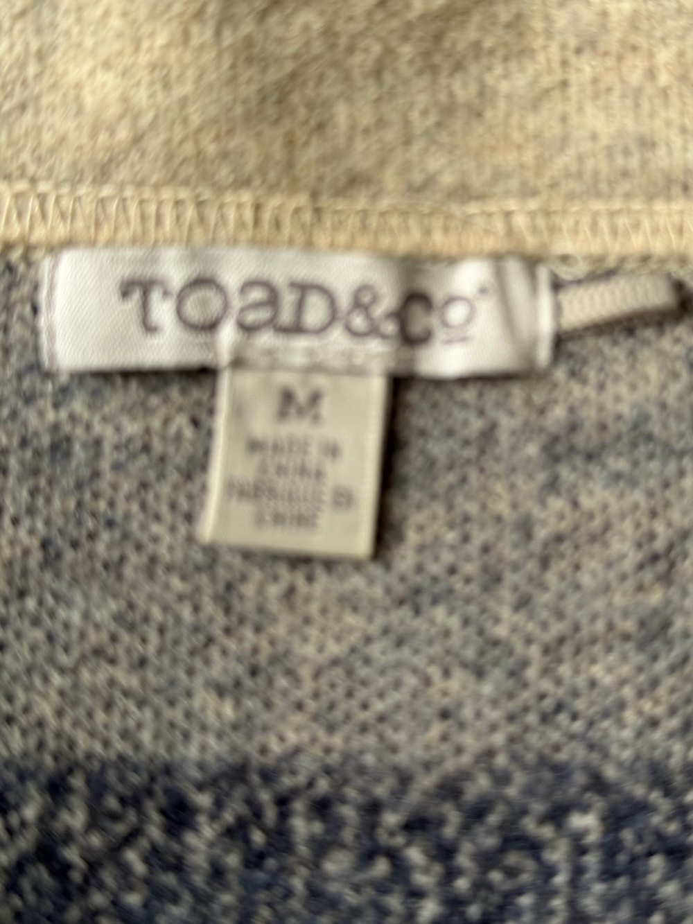 Toad & Co oatmeal & blue boiled merino wool diamond sweater skirt. Size medium - Picture 7 of 11